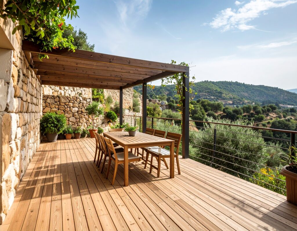 Terrasse en bois extérieur