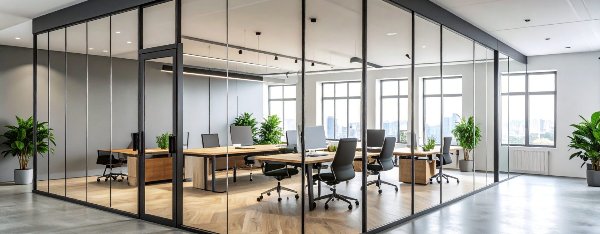 Firefly_Photo réaliste d’un bureau professionnel contemporain, avec une cloison vitrée intéri 637361