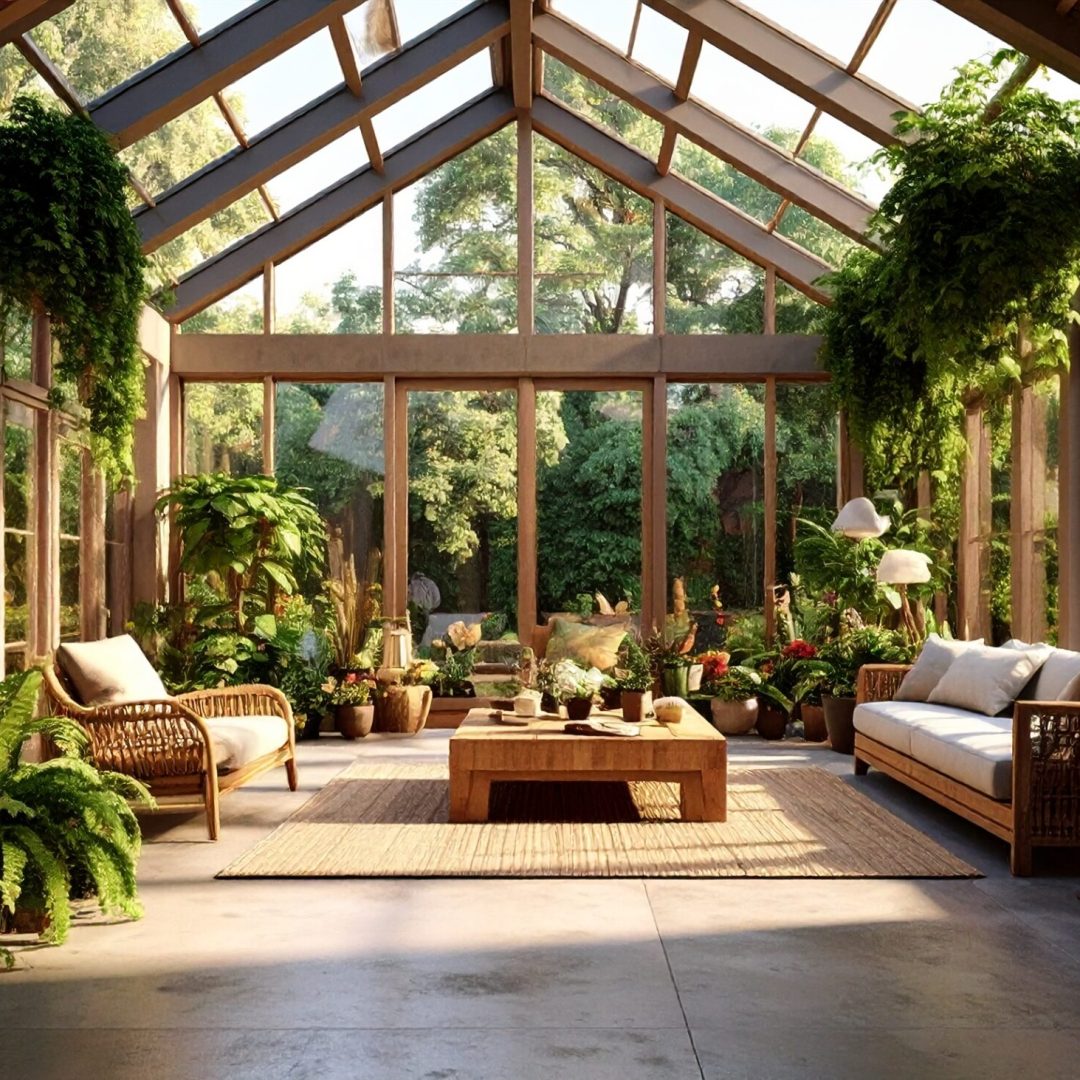 Firefly_Photo ultra réaliste d’un jardin d’hiver installé dans une véranda vitrée en aluminiu 549652