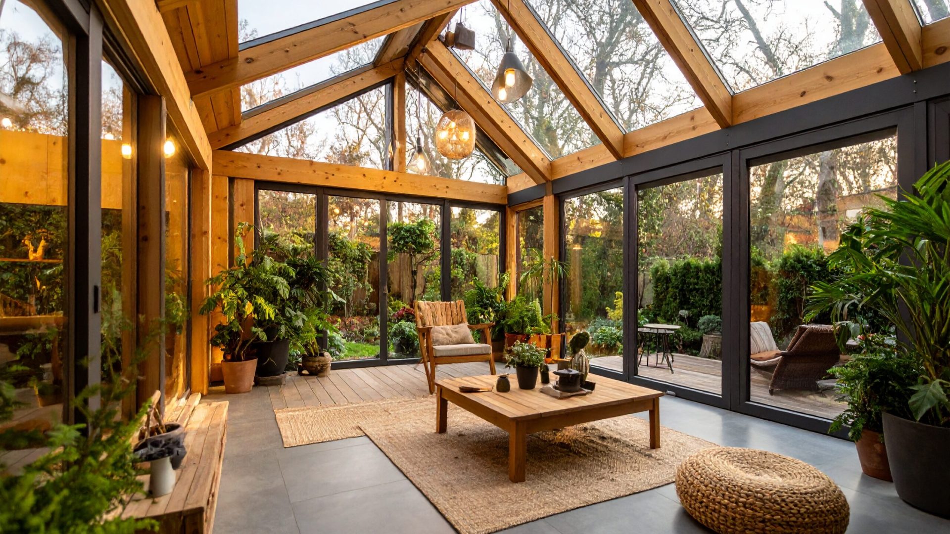 Firefly_Photo ultra réaliste d’un jardin d’hiver installé dans une véranda vitrée en aluminiu 615905