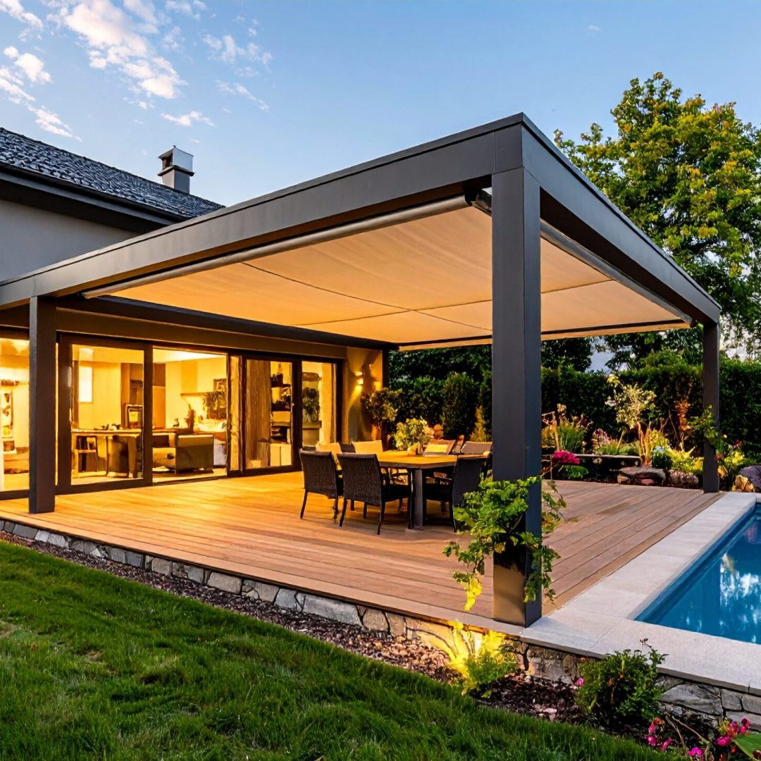 Firefly_Photo ultra réaliste d’une pergola en aluminium avec toit rétractable, installée sur 549652