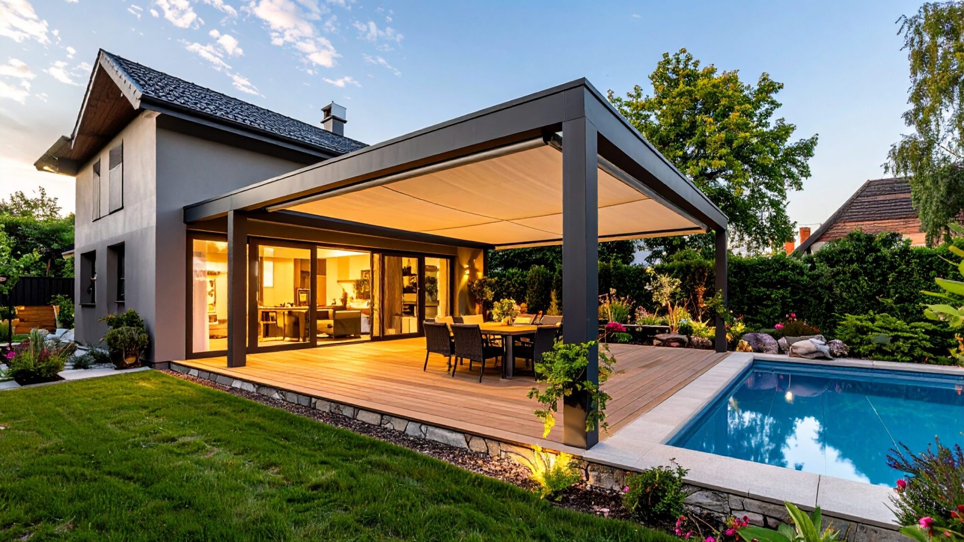 Firefly_Photo ultra réaliste d’une pergola en aluminium avec toit rétractable, installée sur 549652
