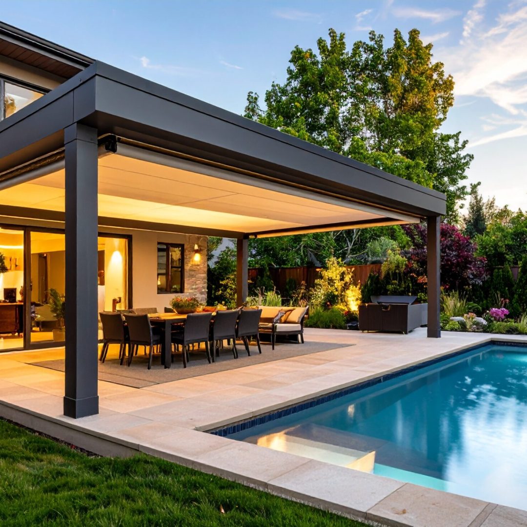 Firefly_Photo ultra réaliste d’une pergola en aluminium avec toit rétractable, installée sur 637361