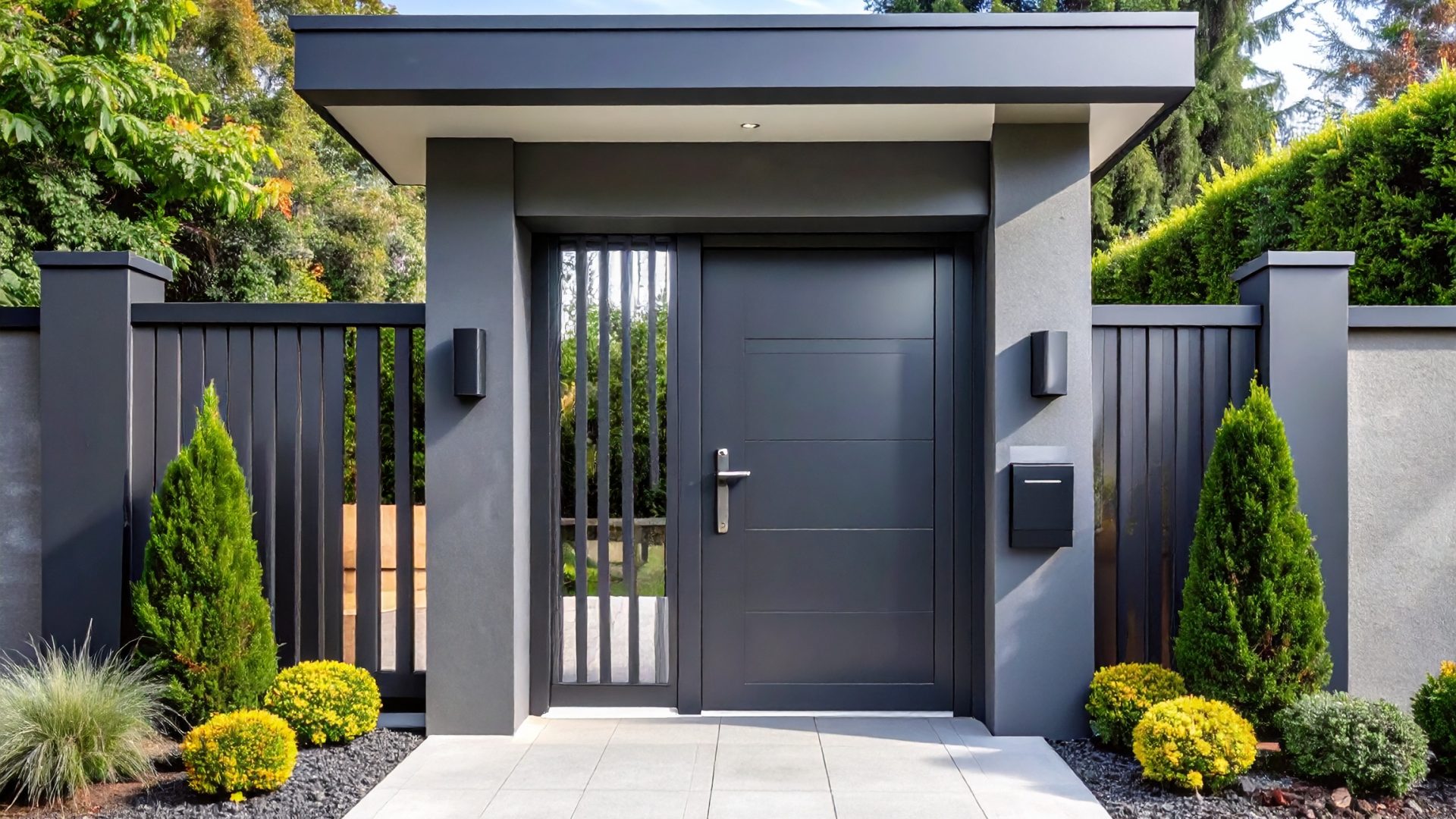 Firefly_Photorealistic image of a sleek pedestrian gate (portillon) matching a modern aluminu 799816