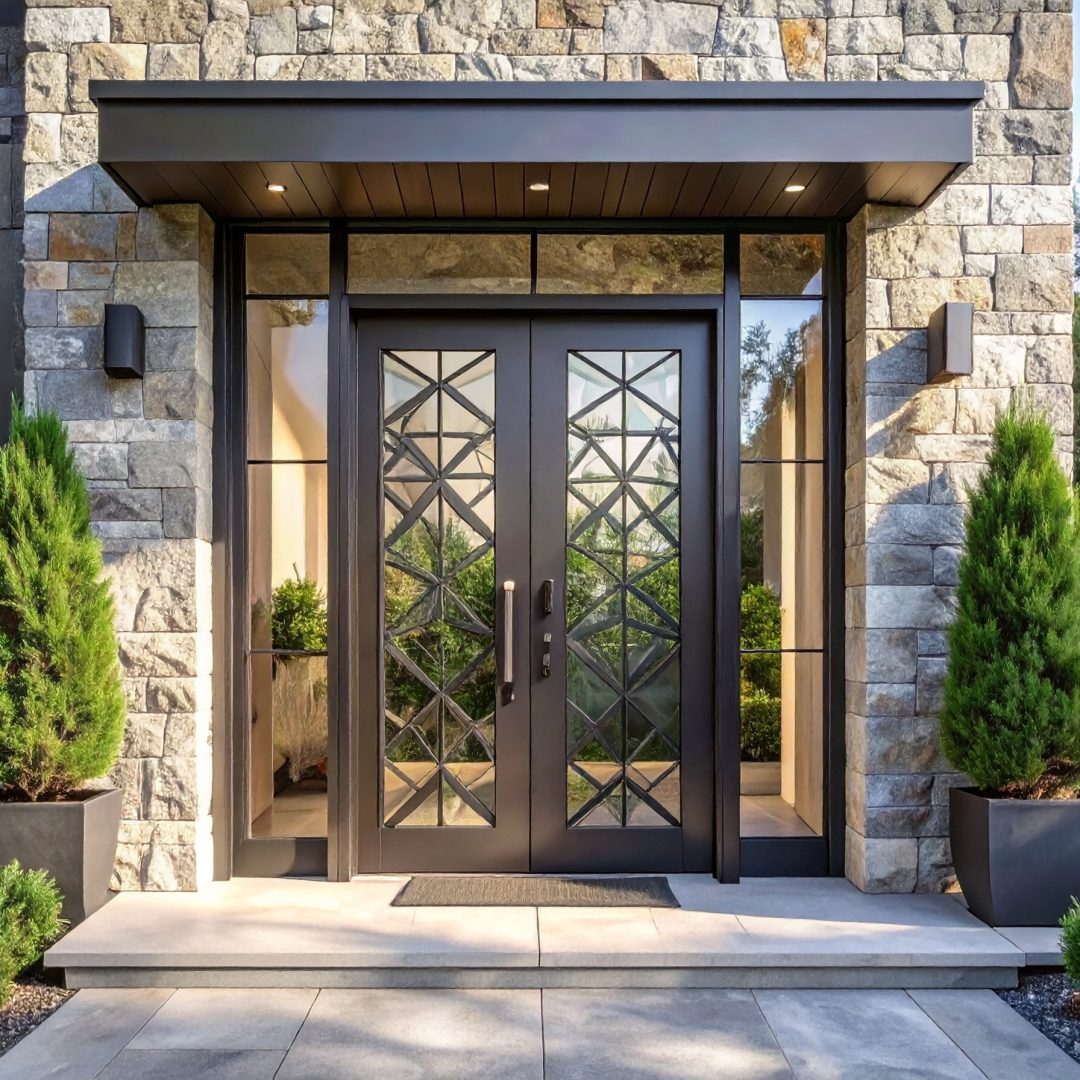 Firefly_Porte d’entrée moderne pour maison de maître, aluminium anthracite avec motifs géomét 972610