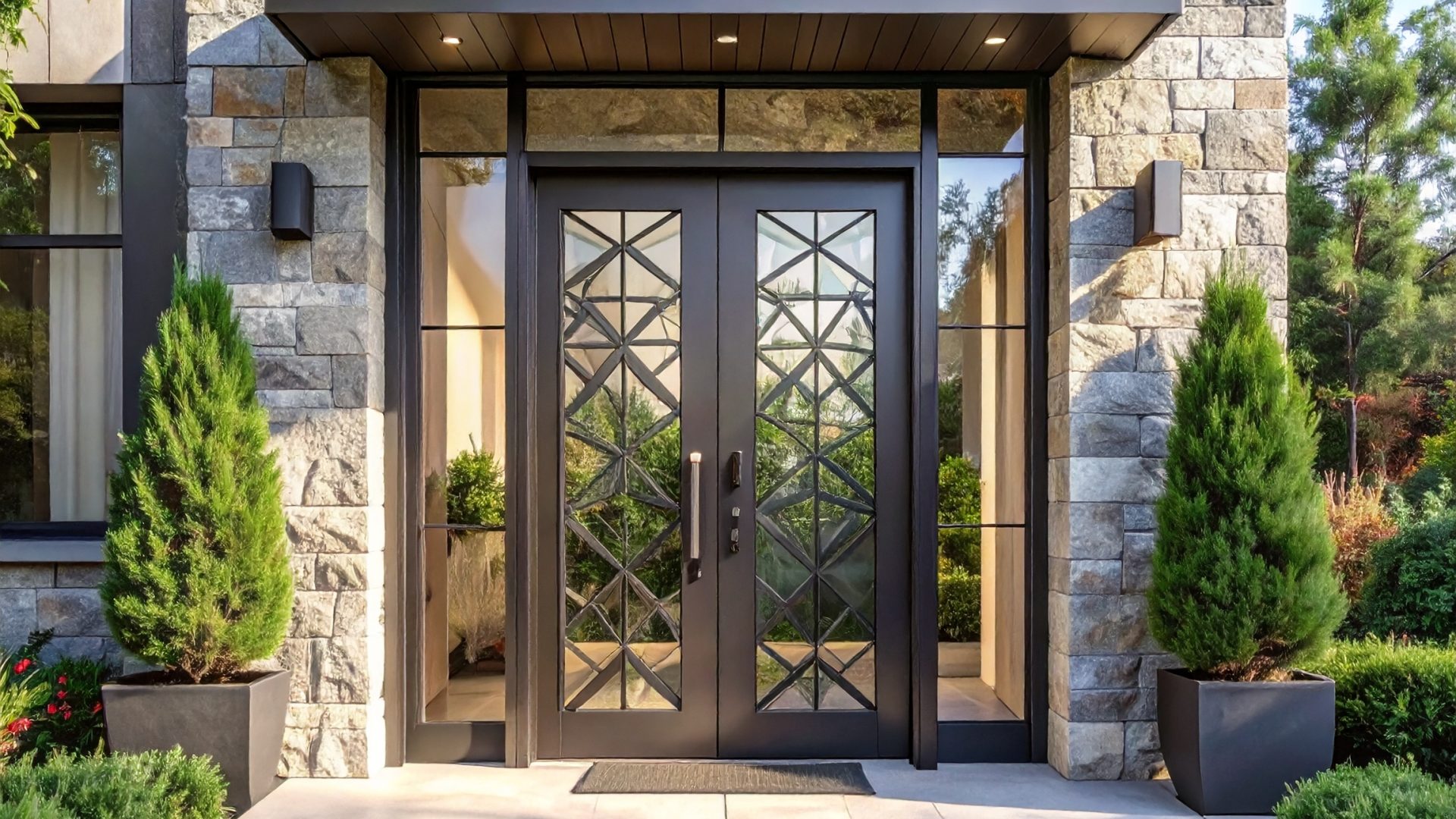 Firefly_Porte d’entrée moderne pour maison de maître, aluminium anthracite avec motifs géomét 972610