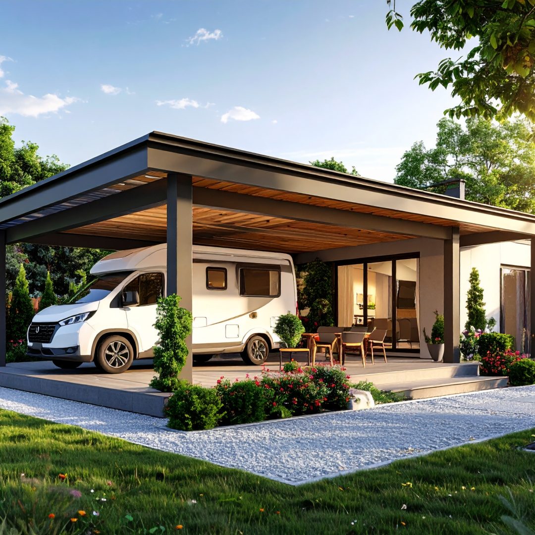 Firefly_Ultra-realistic 3D render of a modern carport designed for a motorhome (camping-car) 932676