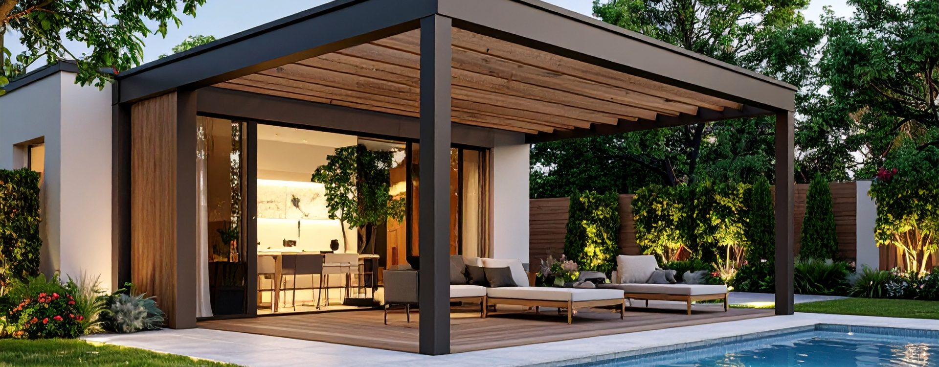 Firefly_Ultra-realistic photo of a freestanding pergola installed in a modern garden or terra 938219