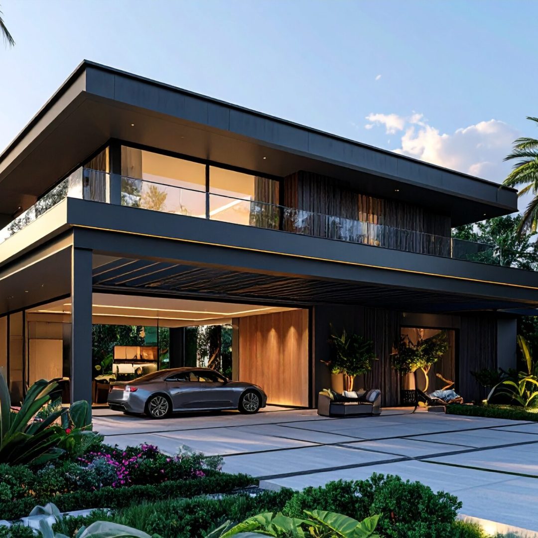 Firefly_Ultra realistic photo of a luxury flat-roof villa with a modern aluminum carport atta 558040