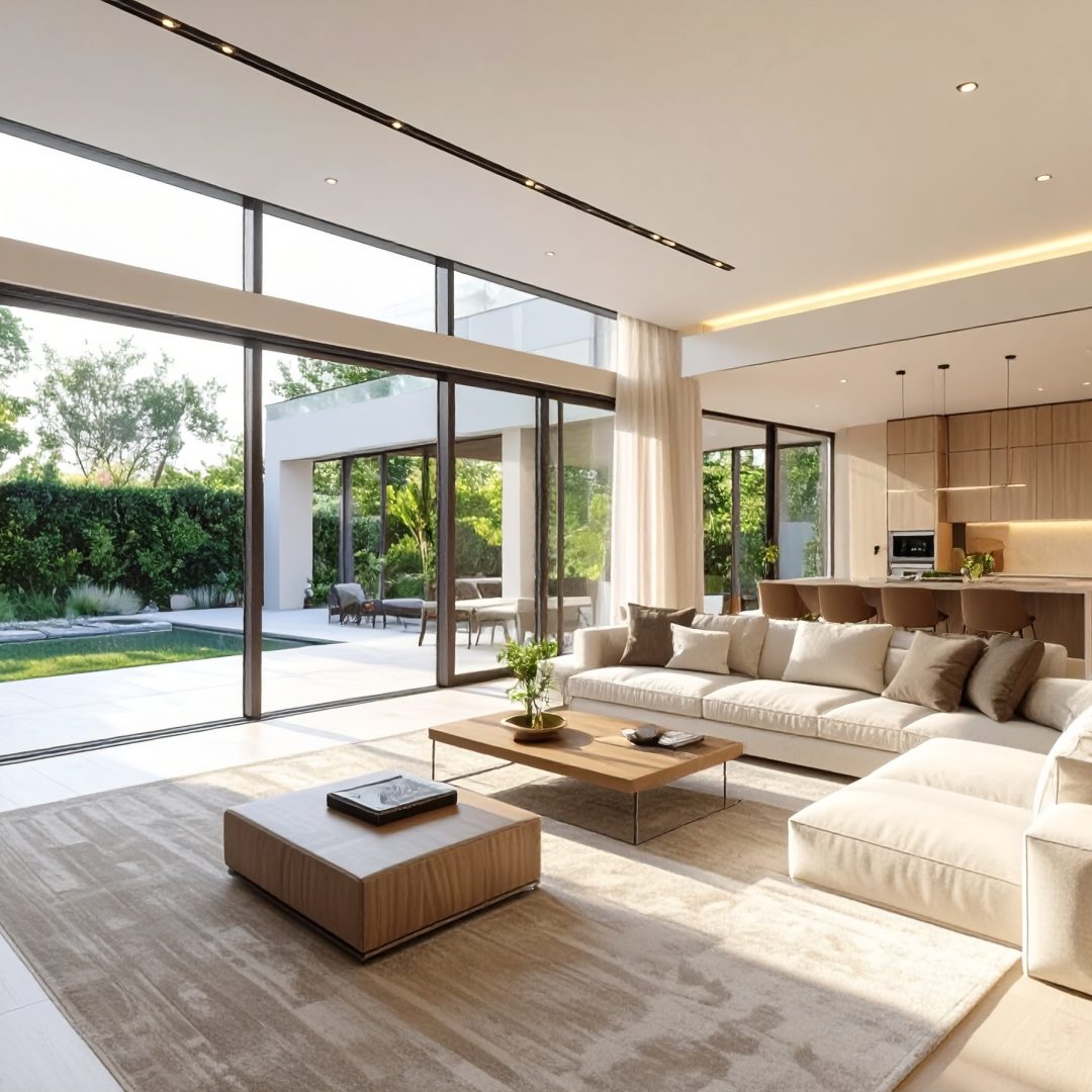 Firefly_Vue intérieure d’une villa contemporaine avec baies coulissantes minimalistes à 4 van 921453