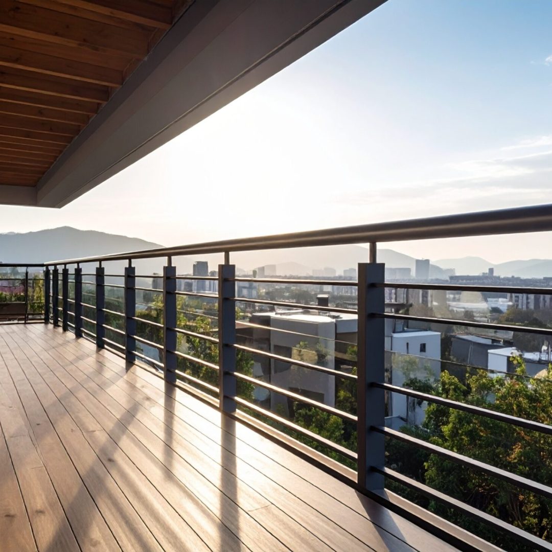 Firefly_mezzanine avec garde-corps metal; balustrade métallique; vue en situation sur une ter 384833